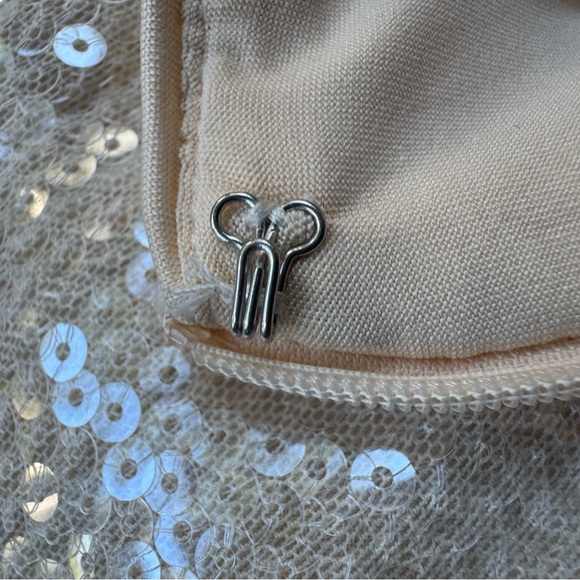 PrincessPolly Sequin Dress Romper Build in Shorts Round Neck Champagne Size 8 - Picture 15 of 16